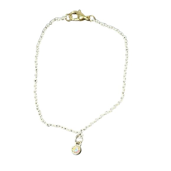 Elegant AB Rhinestone Crystal Bracelet White Gold Tone Chain Fashion Jewelry - Picture 2 of 6